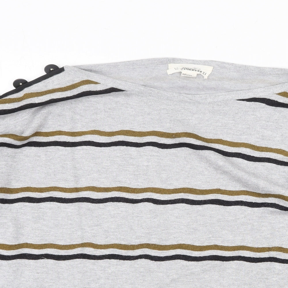 FOREVER 21 Womens Grey Striped Viscose Pullover Sweatshirt Size S Pullover