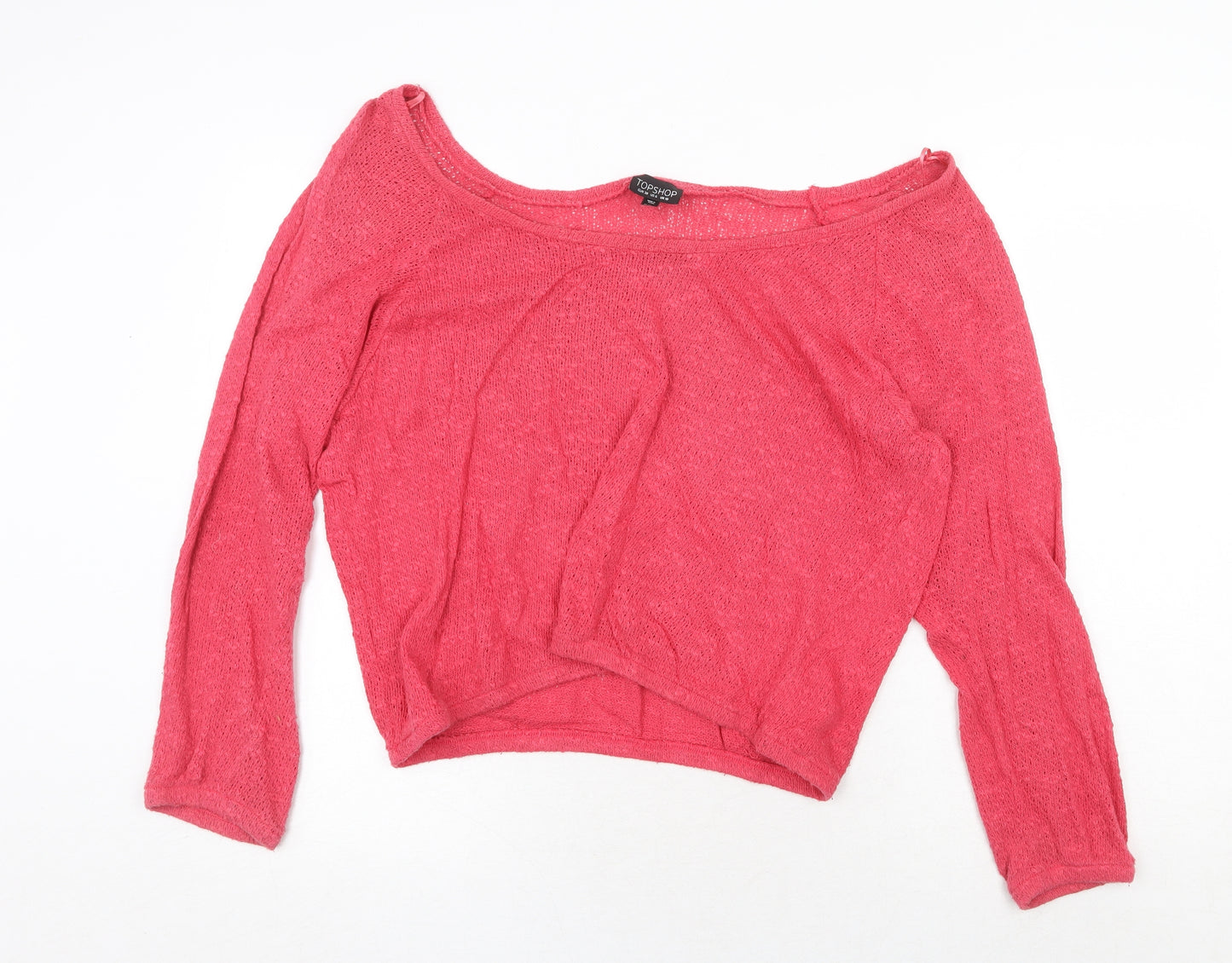 Topshop Womens Red Boat Neck 100% Cotton Pullover Jumper Size 10