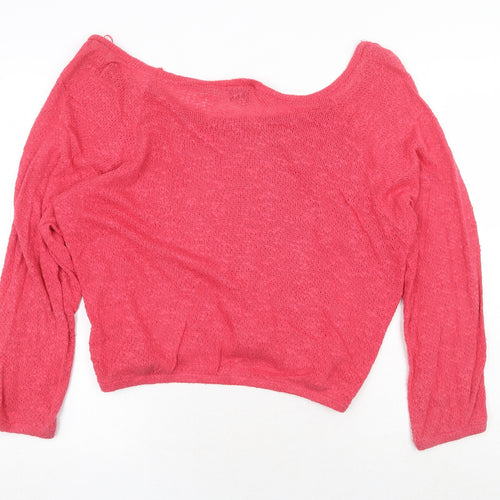 Topshop Womens Red Boat Neck 100% Cotton Pullover Jumper Size 10