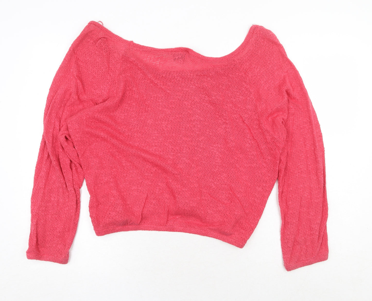 Topshop Womens Red Boat Neck 100% Cotton Pullover Jumper Size 10