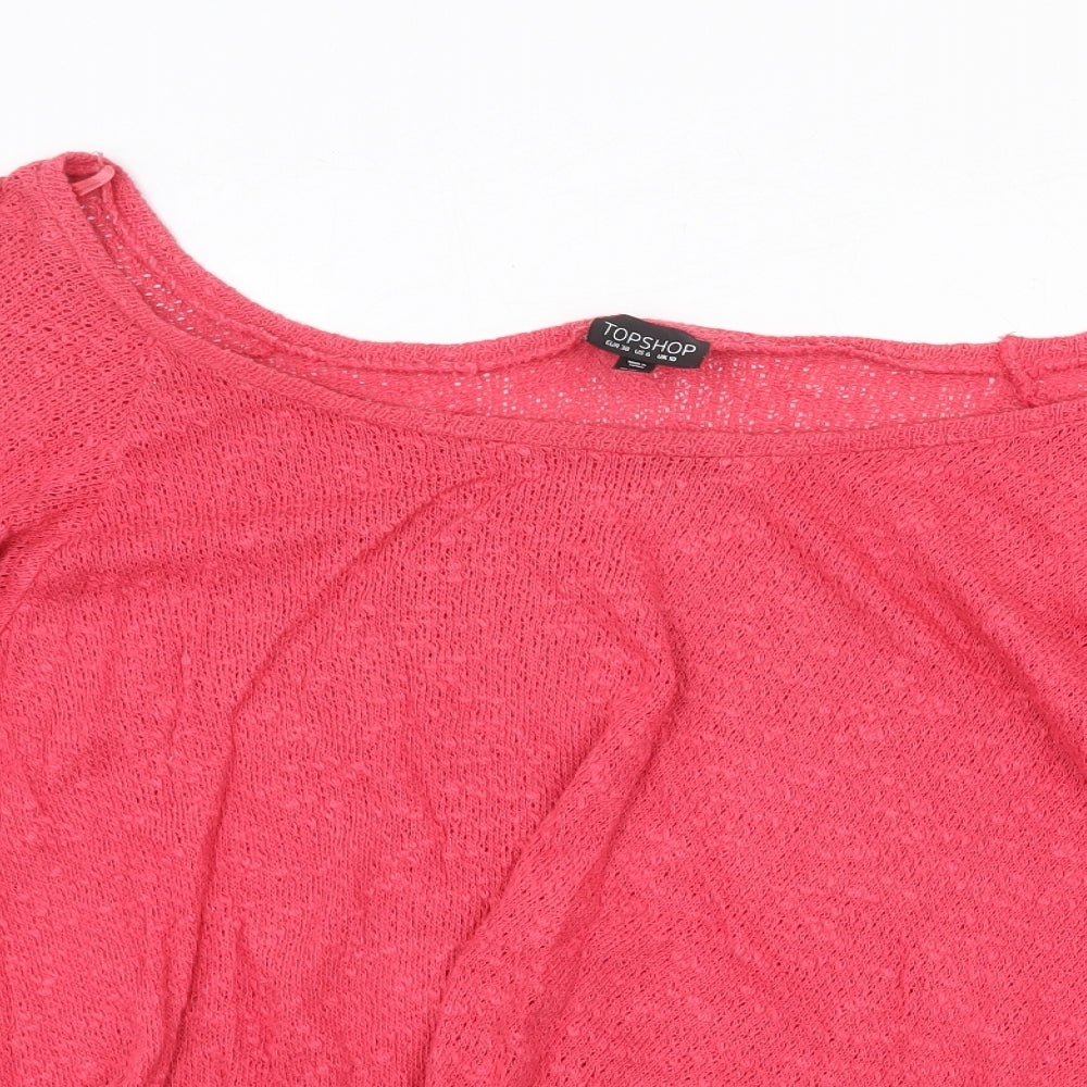 Topshop Womens Red Boat Neck 100% Cotton Pullover Jumper Size 10