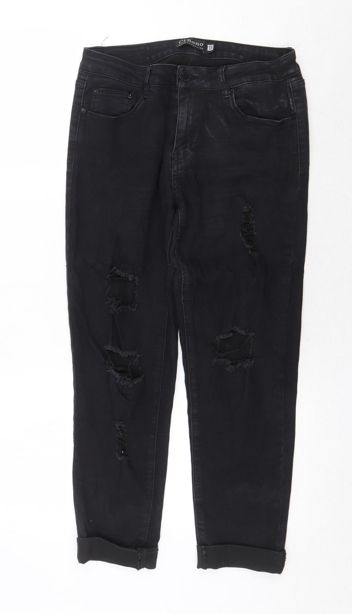 CI SONO Womens Black Cotton Straight Jeans Size 32 in Regular Zip