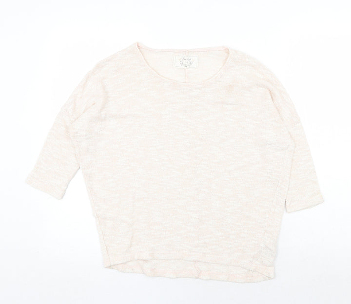 New Look Womens Beige Round Neck Cotton Pullover Jumper Size 8