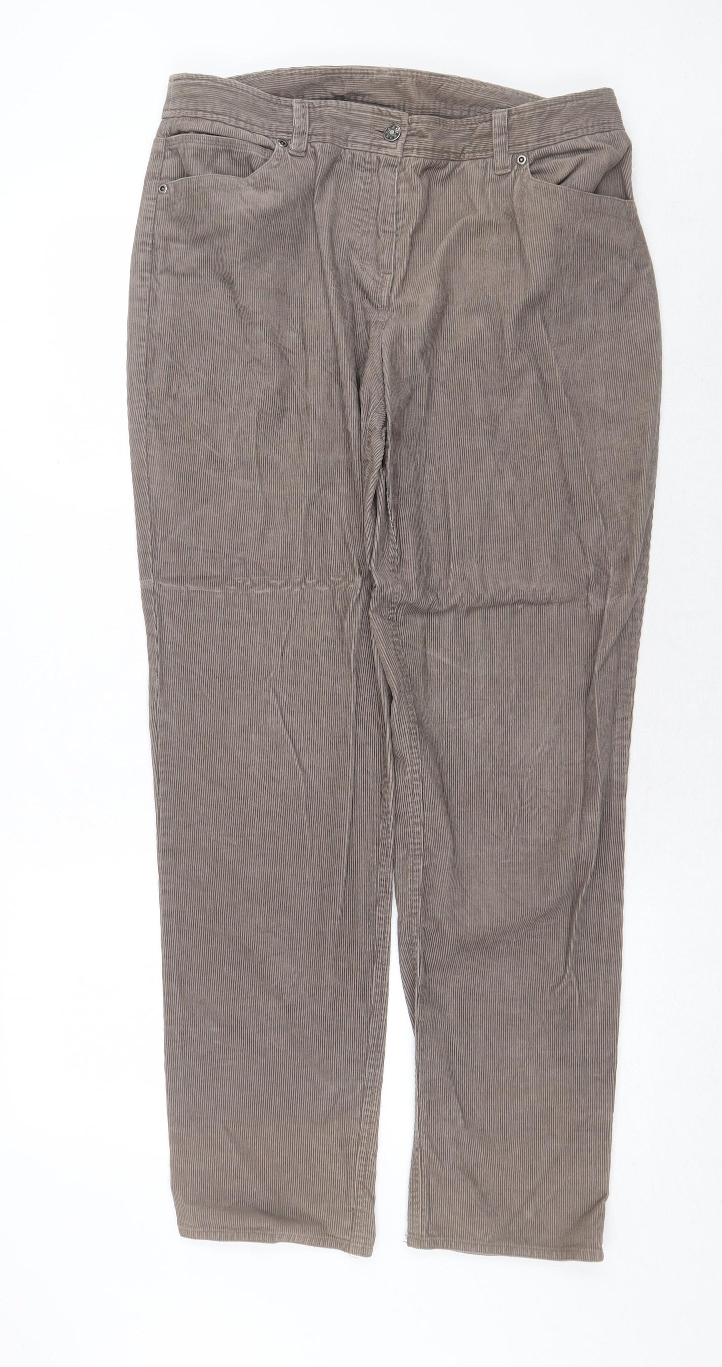 Poetry Mens Brown Cotton Trousers Size 34 in Regular Zip