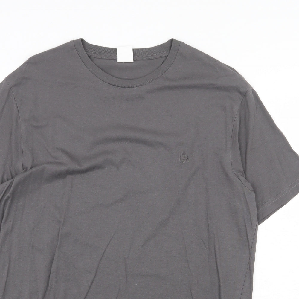 Springfield Mens Grey Cotton T-Shirt Size M Round Neck