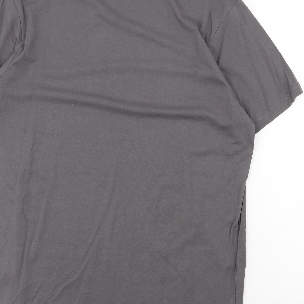 Springfield Mens Grey Cotton T-Shirt Size M Round Neck