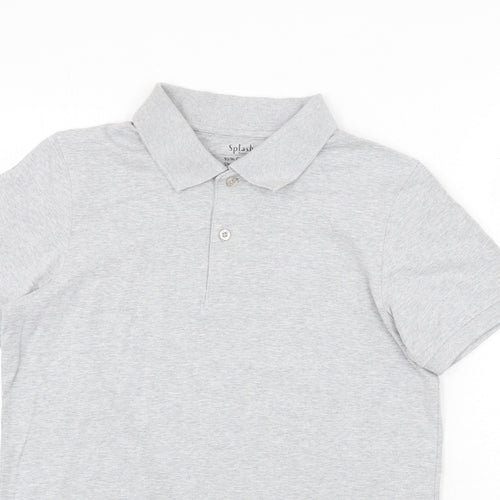 SPLASH Mens Grey Cotton Polo Size S Collared Button