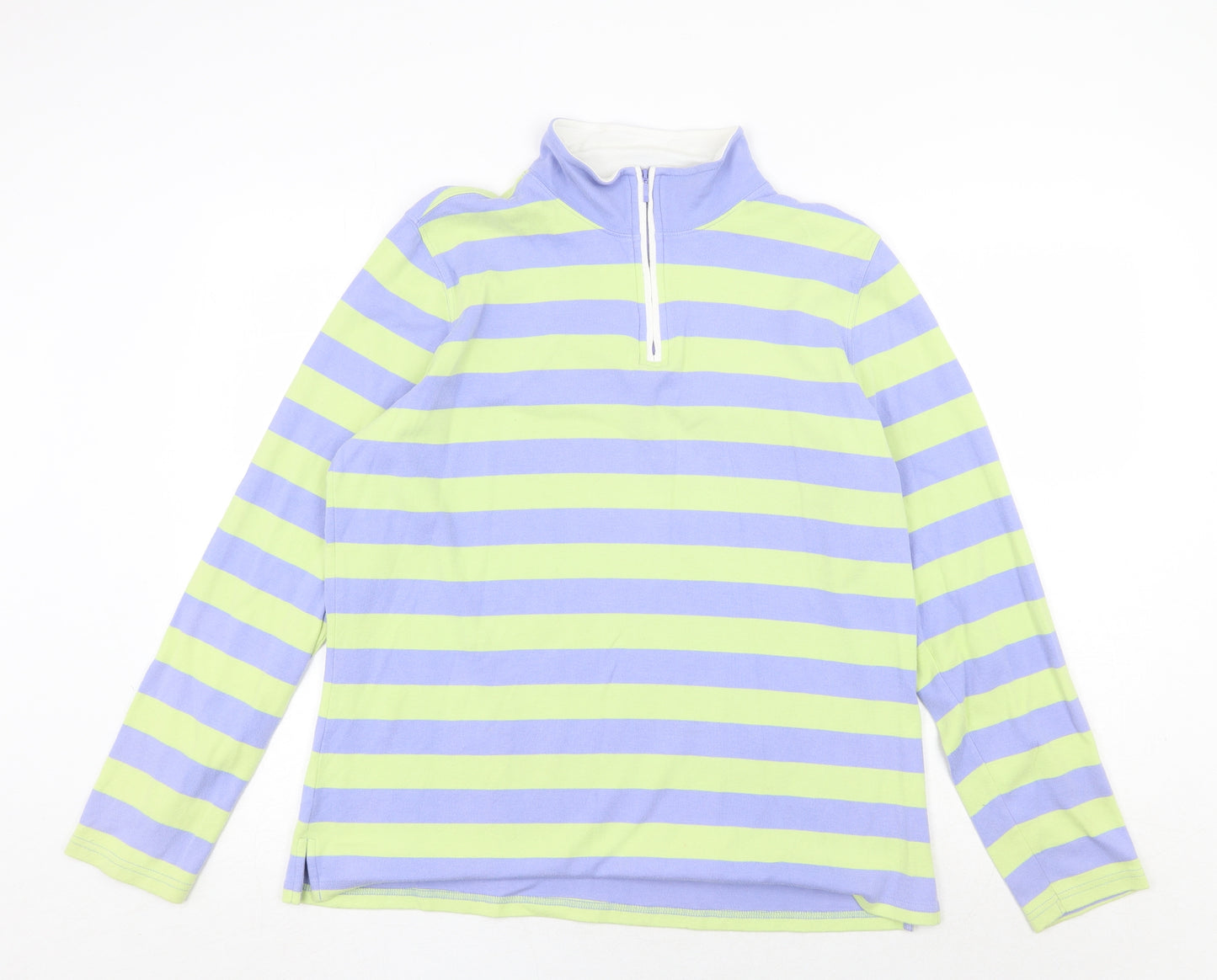 Sport Savvy Womens Multicoloured Striped Cotton Pullover Sweatshirt Size L Zip