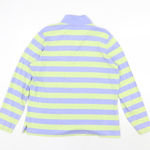 Sport Savvy Womens Multicoloured Striped Cotton Pullover Sweatshirt Size L Zip