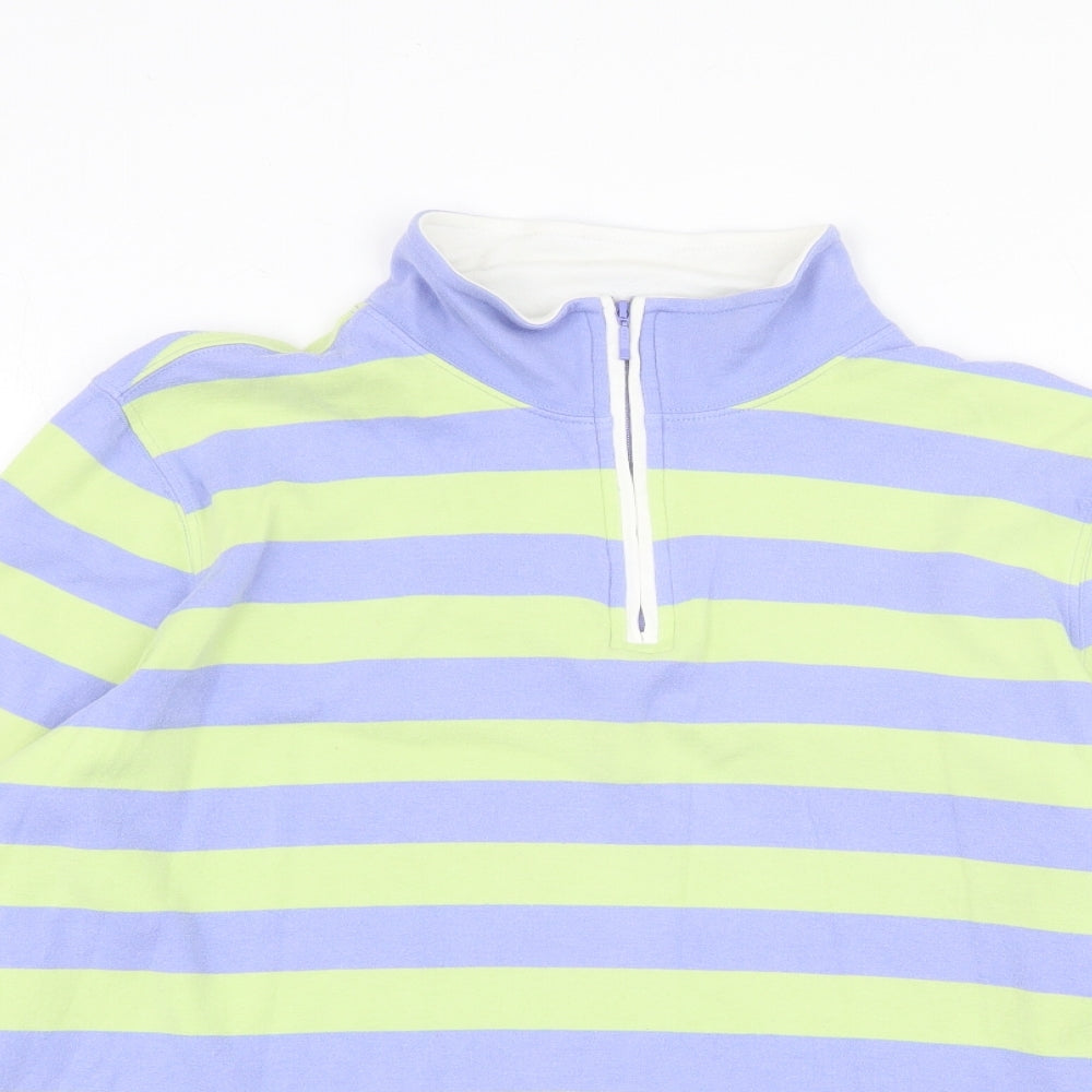 Sport Savvy Womens Multicoloured Striped Cotton Pullover Sweatshirt Size L Zip