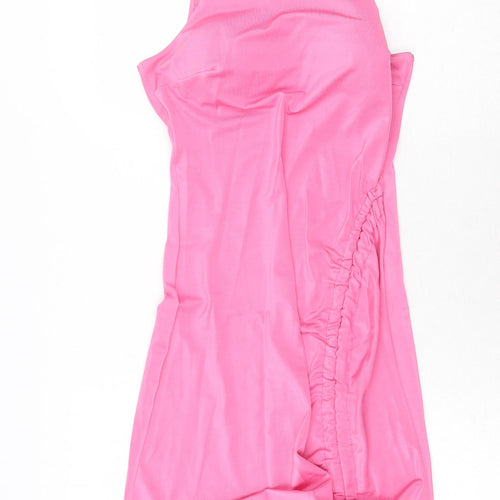 J5 Fashion Womens Pink Polyester A-Line Size L Round Neck Tie