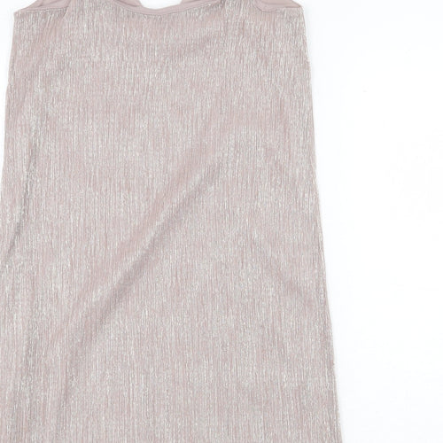 New Look Womens Pink Polyester Slip Dress Size 10 V-Neck Pullover