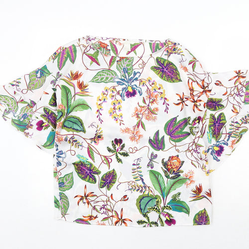 H&M Womens Multicoloured Floral Polyester Basic Blouse Size 6 Round Neck