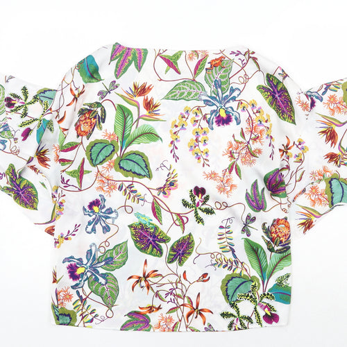 H&M Womens Multicoloured Floral Polyester Basic Blouse Size 6 Round Neck