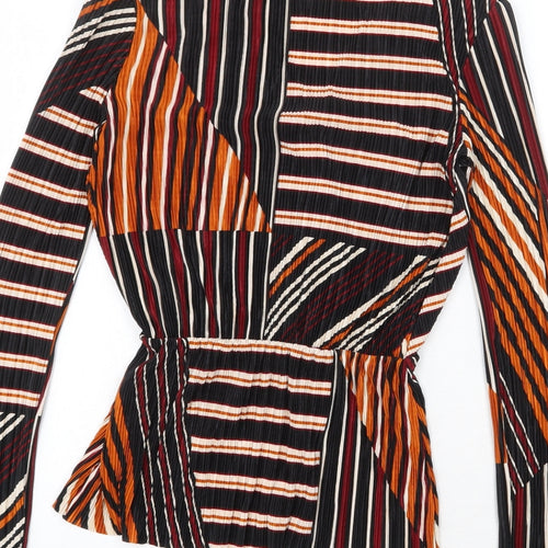 Pink Boutique Womens Multicoloured Striped Polyester Basic Blouse Size 6 V-Neck