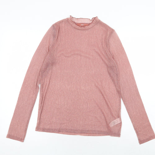 NEXT Womens Pink Polyester Basic T-Shirt Size 6 Round Neck