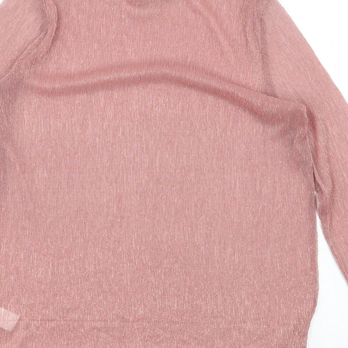 NEXT Womens Pink Polyester Basic T-Shirt Size 6 Round Neck