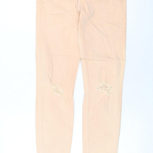 Zara Womens Orange Cotton Skinny Jeans Size 10 Regular Zip