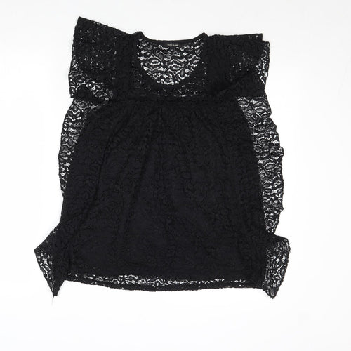 River Island Womens Black Geometric Polyamide Basic Tank Size 8 Round Neck