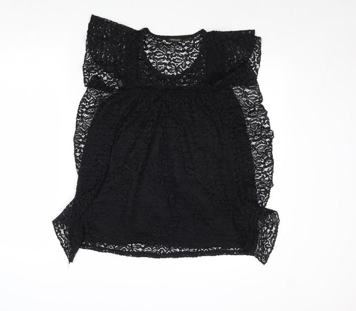 River Island Womens Black Geometric Polyamide Basic Tank Size 8 Round Neck