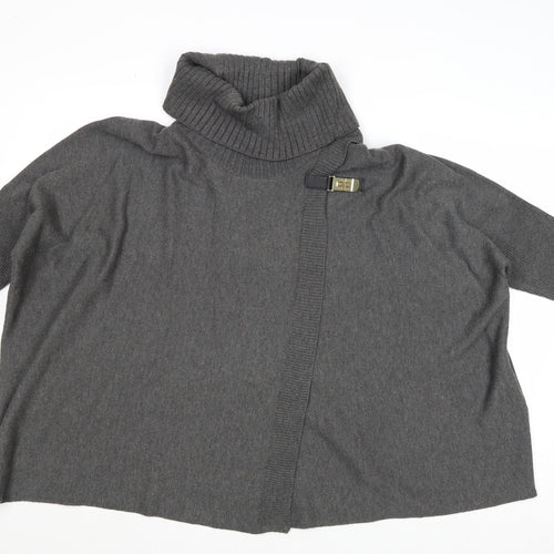 Episode Womens Grey Roll Neck Acrylic Cardigan Jumper Size S
