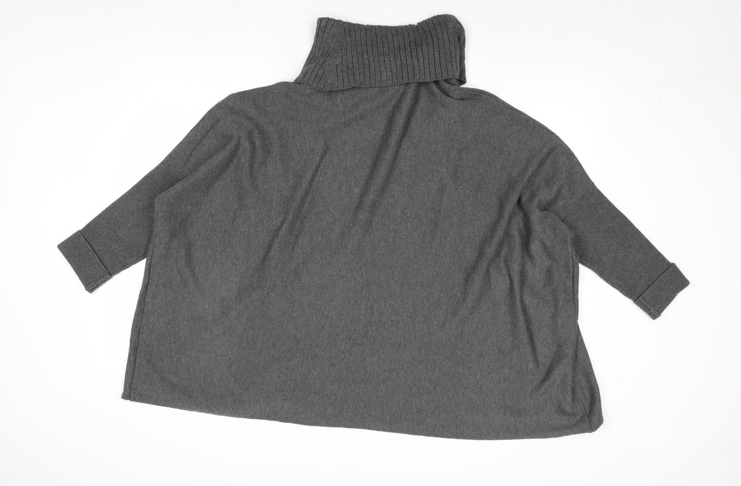 Episode Womens Grey Roll Neck Acrylic Cardigan Jumper Size S