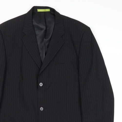 Burton Mens Black Striped Polyester Jacket Suit Jacket Size 40 Regular