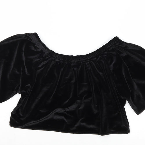 Missguided Womens Black Polyester Cropped Tank Size 6 Round Neck