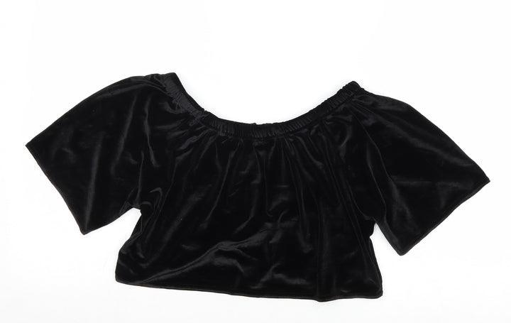 Missguided Womens Black Polyester Cropped Tank Size 6 Round Neck