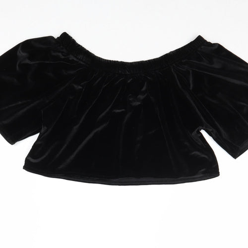 Missguided Womens Black Polyester Cropped Tank Size 6 Round Neck