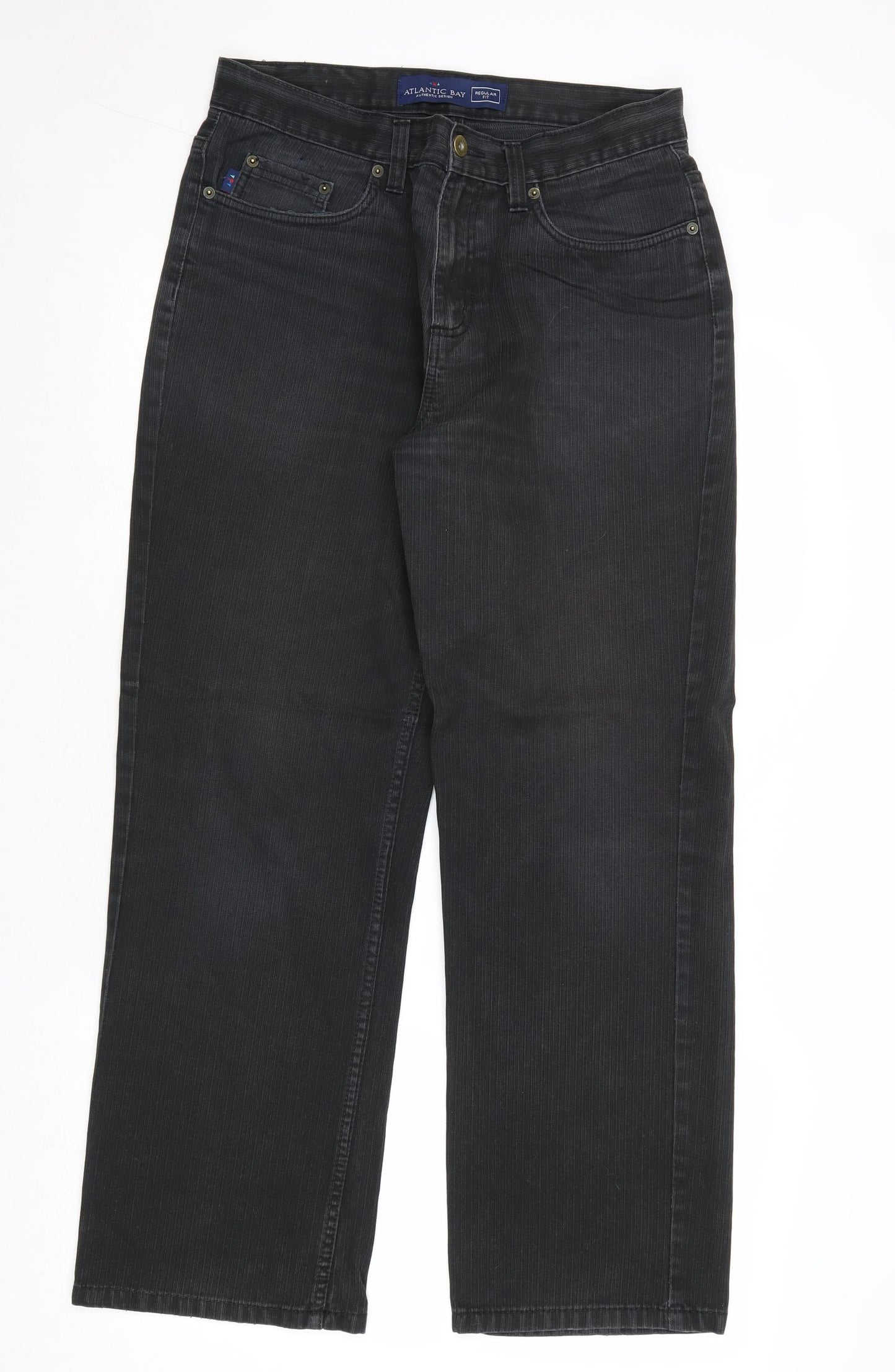 Atlantic Bay Mens Black Cotton Straight Jeans Size 32 in Regular Zip