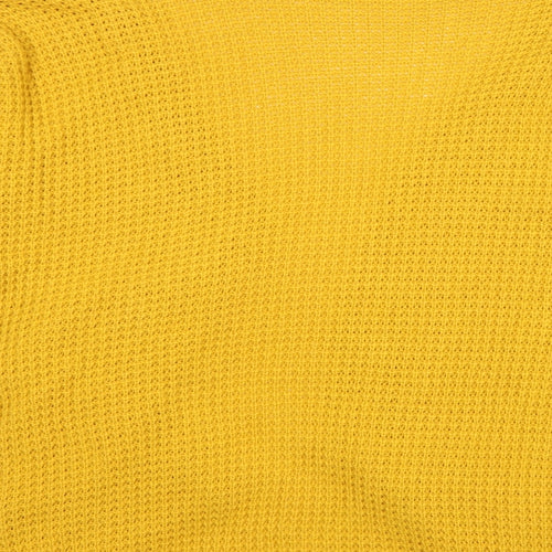 Boohoo Womens Yellow V-Neck Acrylic Cardigan Jumper Size S