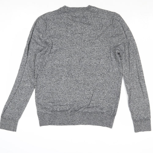 Topman Mens Grey Round Neck Cotton Pullover Jumper Size S Long Sleeve