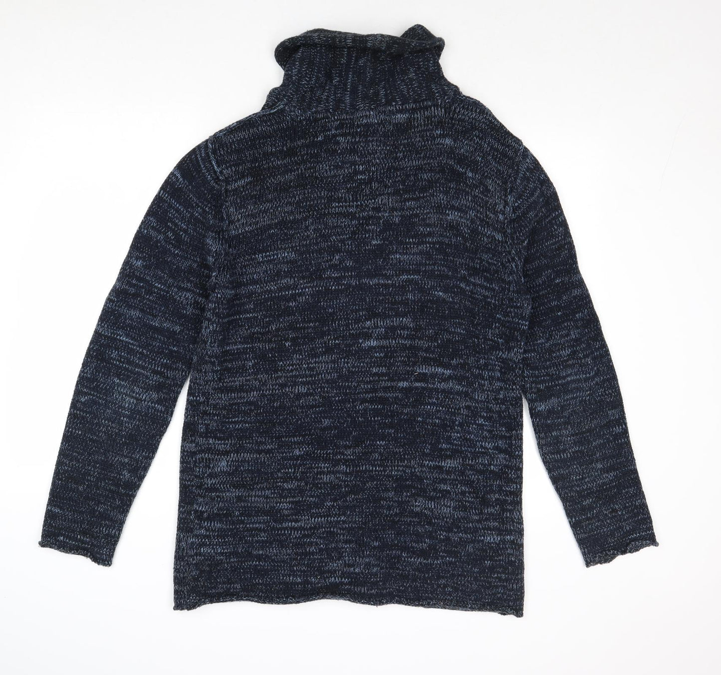 Divided by H&M Mens Blue High Neck Cotton Pullover Jumper Size M Long Sleeve
