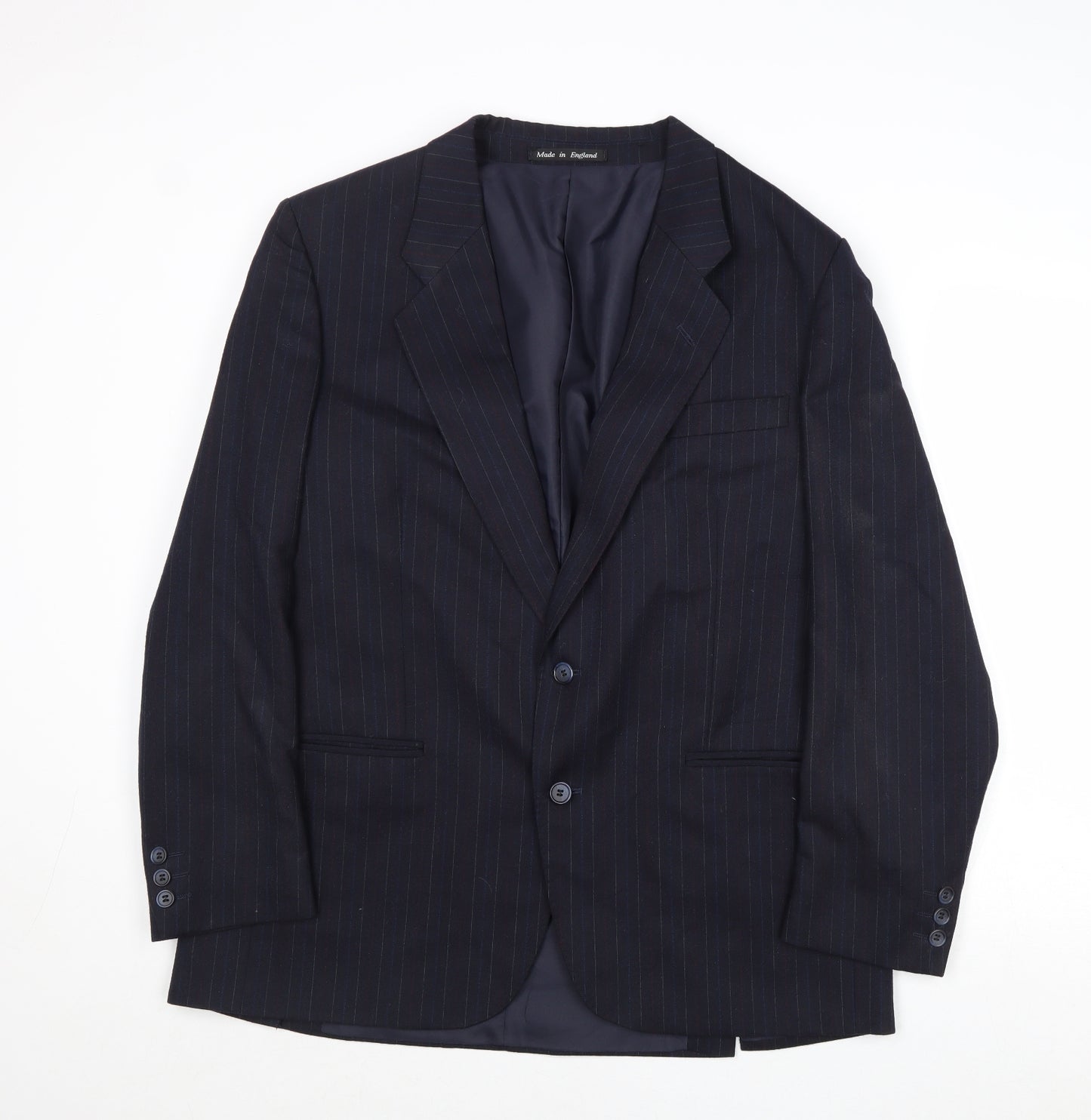 Chatsworth Mens Blue Striped Wool Jacket Suit Jacket Size 42 Regular