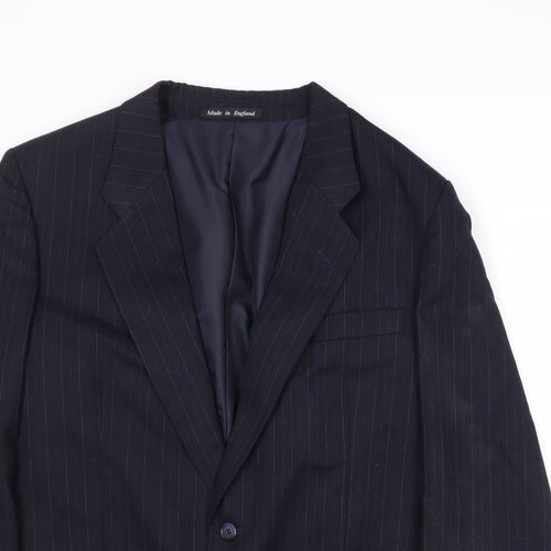 Chatsworth Mens Blue Striped Wool Jacket Suit Jacket Size 42 Regular