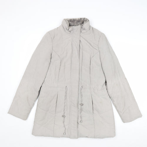 Roman Womens Grey Overcoat Coat Size 10 Zip