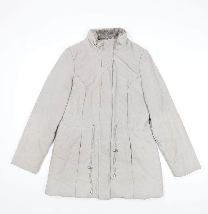Roman Womens Grey Overcoat Coat Size 10 Zip