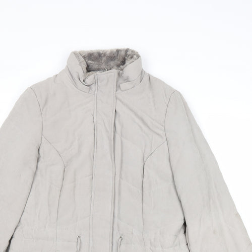 Roman Womens Grey Overcoat Coat Size 10 Zip