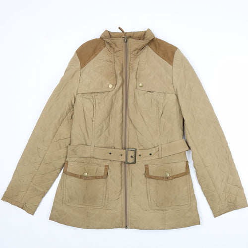 BHS Womens Brown Quilted Jacket Size 16 Zip