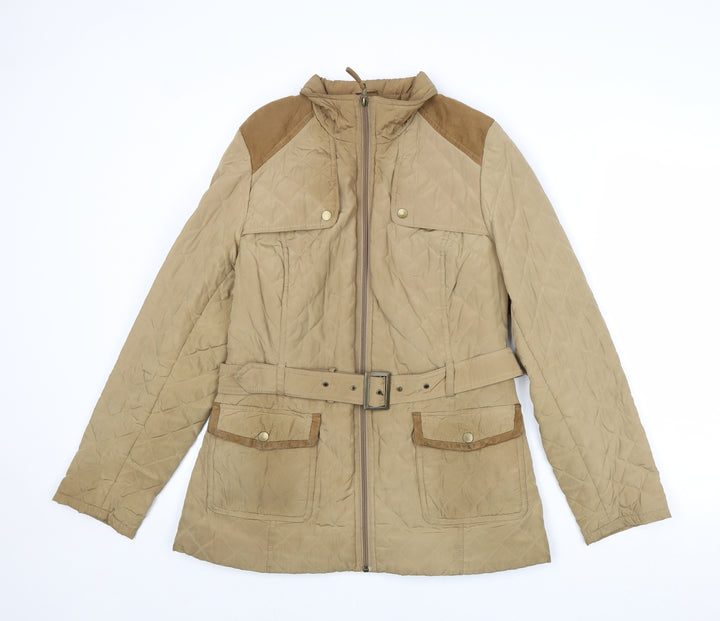 BHS Womens Brown Quilted Jacket Size 16 Zip