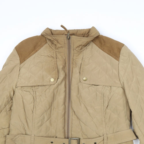 BHS Womens Brown Quilted Jacket Size 16 Zip