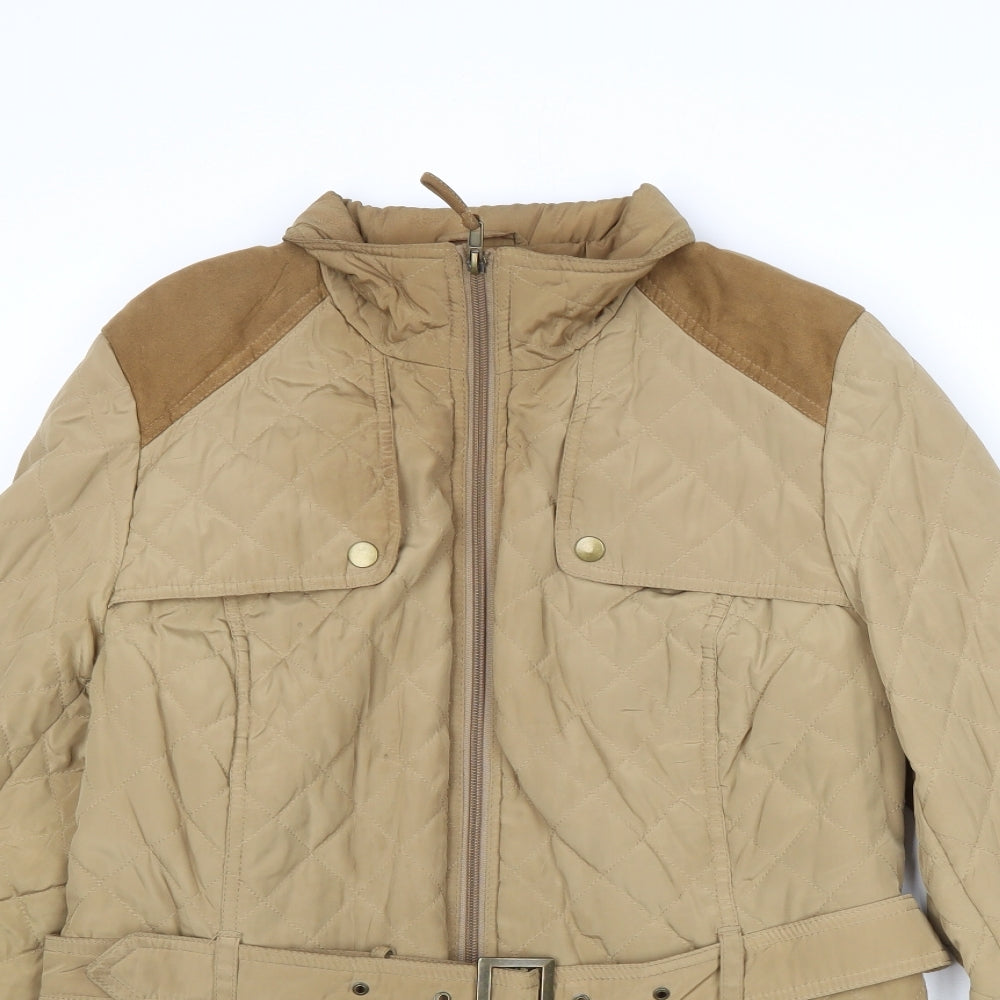 BHS Womens Brown Quilted Jacket Size 16 Zip