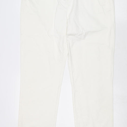 Per Una Womens White Cotton Trousers Size 36 in Regular Zip