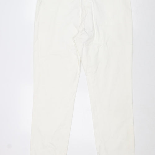Per Una Womens White Cotton Trousers Size 36 in Regular Zip
