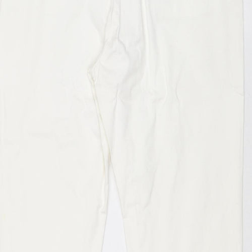 Per Una Womens White Cotton Trousers Size 36 in Regular Zip