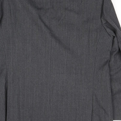 St Michael Mens Grey Striped Polyester Jacket Suit Jacket Size 42 Regular
