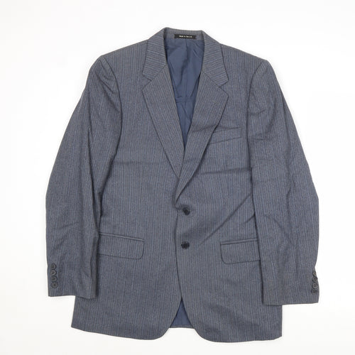 St Michael Mens Grey Striped Wool Jacket Suit Jacket Size 38 Regular
