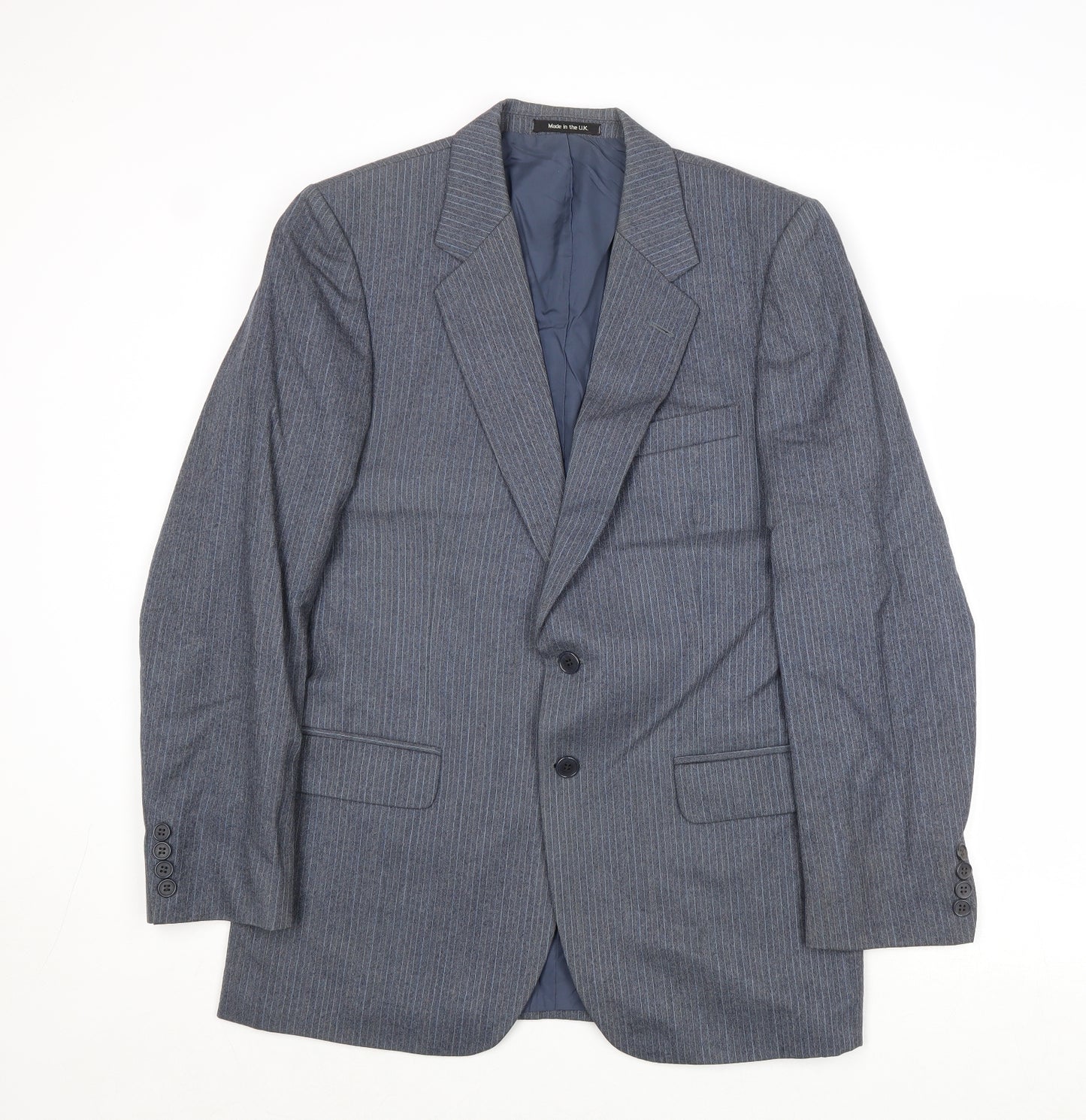 St Michael Mens Grey Striped Wool Jacket Suit Jacket Size 38 Regular