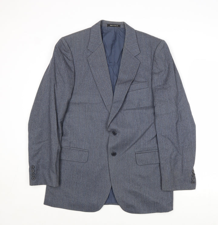 St Michael Mens Grey Striped Wool Jacket Suit Jacket Size 38 Regular